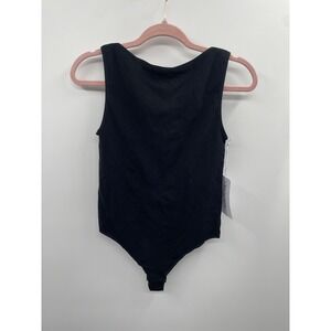 NWT Boody Ribbed Boat Neck Bodysuit Women's Medium Black Sleeveless Activewear